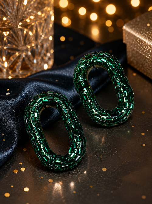Crystal Oval Statement Earrings