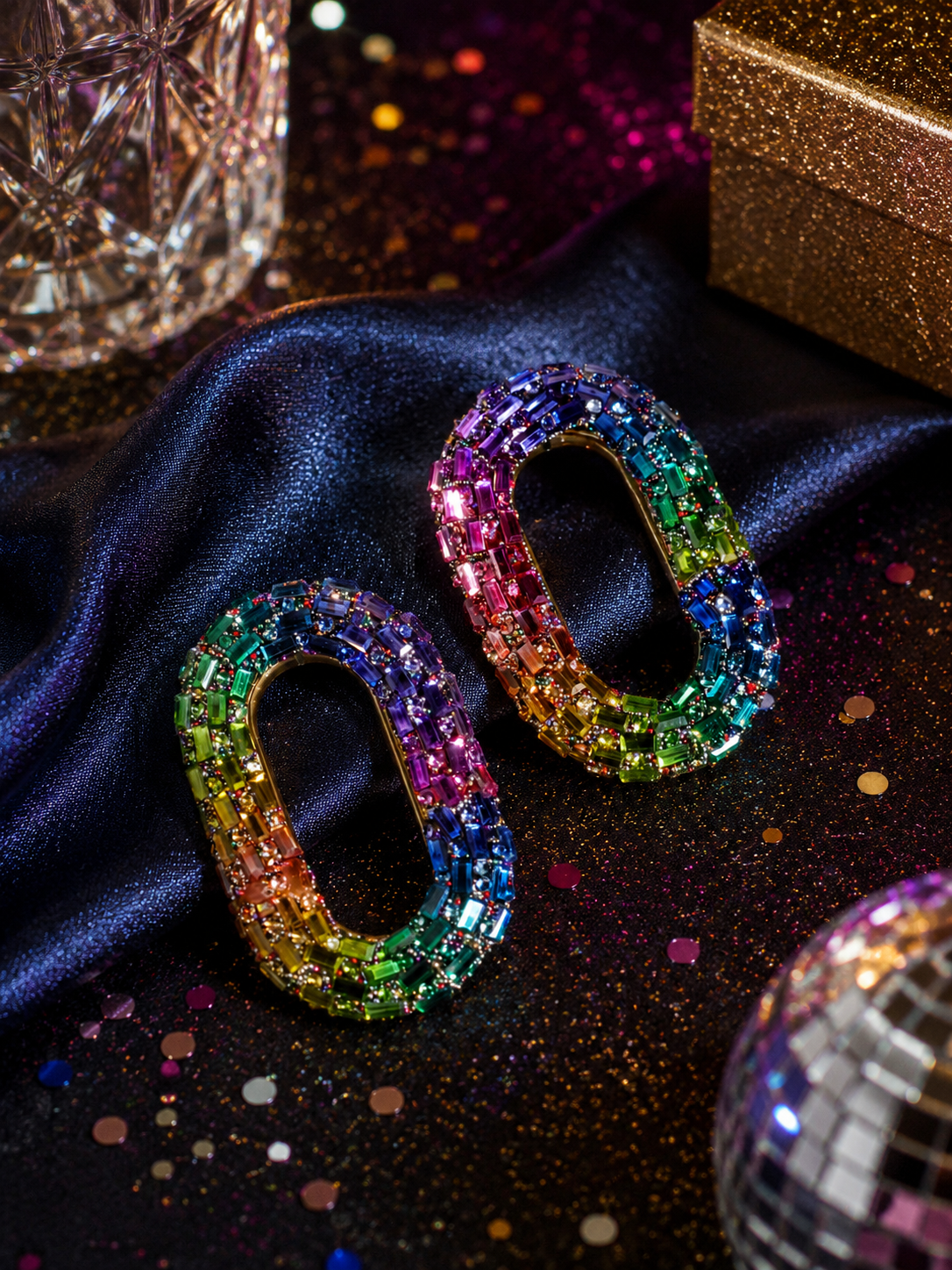 Crystal Oval Statement Earrings