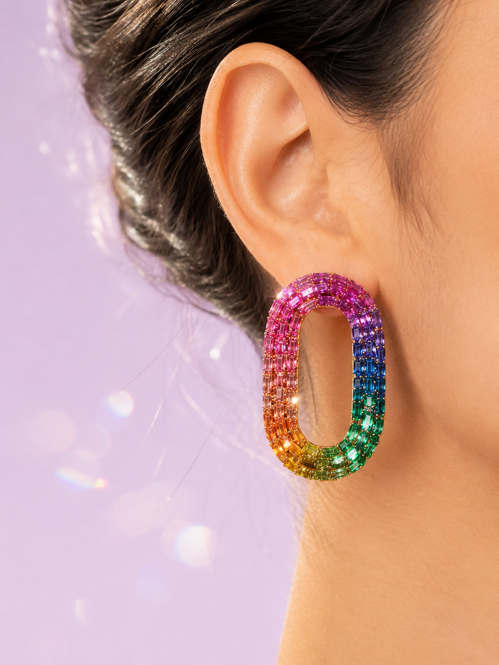 Crystal Oval Statement Earrings